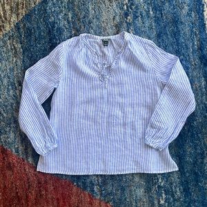 Roots linen striped peasant top NWOT